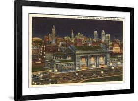 Night, Union Station, Kansas City, Missouri-null-Framed Premium Giclee Print