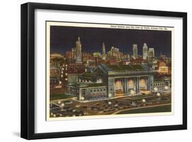Night, Union Station, Kansas City, Missouri-null-Framed Art Print