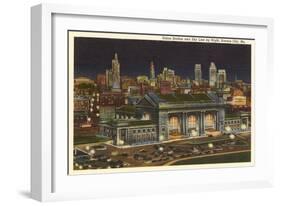 Night, Union Station, Kansas City, Missouri-null-Framed Art Print