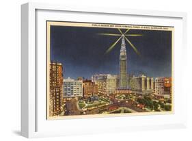 Night, Union Terminal Tower, Cleveland, Ohio-null-Framed Art Print