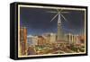 Night, Union Terminal Tower, Cleveland, Ohio-null-Framed Stretched Canvas