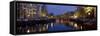 Night View Along Canal Amsterdam the Netherlands-null-Framed Stretched Canvas