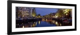 Night View Along Canal Amsterdam the Netherlands-null-Framed Photographic Print