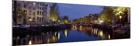 Night View Along Canal Amsterdam the Netherlands-null-Mounted Photographic Print