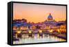 Night View At St. Peter'S Cathedral In Rome, Italy-sborisov-Framed Stretched Canvas