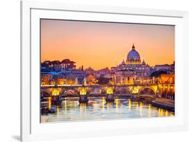 Night View At St. Peter'S Cathedral In Rome, Italy-sborisov-Framed Photographic Print