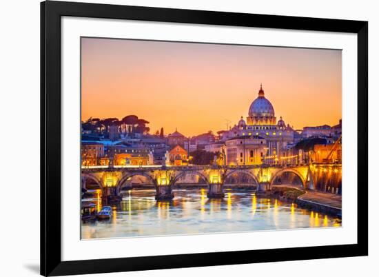 Night View At St. Peter'S Cathedral In Rome, Italy-sborisov-Framed Photographic Print