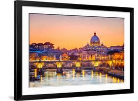 Night View At St. Peter'S Cathedral In Rome, Italy-sborisov-Framed Photographic Print