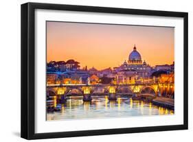 Night View At St. Peter'S Cathedral In Rome, Italy-sborisov-Framed Photographic Print