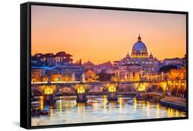 Night View at St. Peter's Cathedral in Rome, Italy-S Borisov-Framed Stretched Canvas