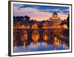 Night view at St. Peter's cathedral, Rome-null-Framed Giclee Print