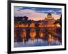 Night view at St. Peter's cathedral, Rome-null-Framed Giclee Print