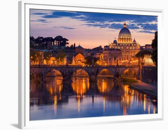 Night view at St. Peter's cathedral, Rome-null-Framed Giclee Print