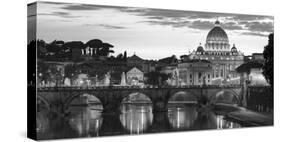 Night view at St. Peter's cathedral, Rome-null-Stretched Canvas