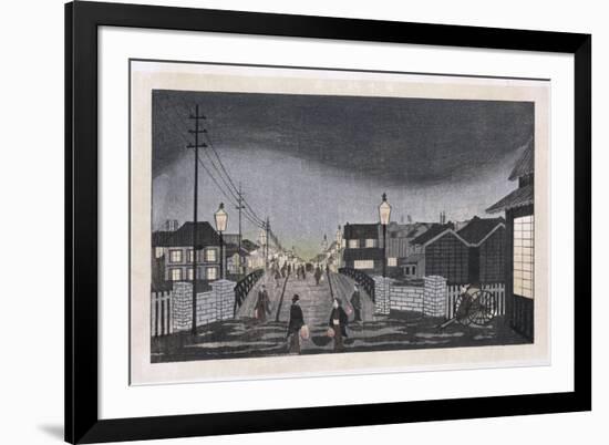 Night View, Nihonbashi-Ogura Ryuson-Framed Giclee Print