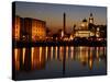 Night View of Albert Dock and the "Three Graces," Liverpool, United Kingdom-Glenn Beanland-Stretched Canvas