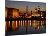 Night View of Albert Dock and the "Three Graces," Liverpool, United Kingdom-Glenn Beanland-Mounted Photographic Print