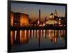 Night View of Albert Dock and the "Three Graces," Liverpool, United Kingdom-Glenn Beanland-Framed Photographic Print