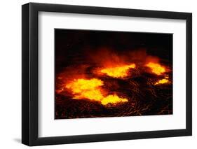 Night View of Boiling Lava from Volcanic Eruption-null-Framed Photographic Print