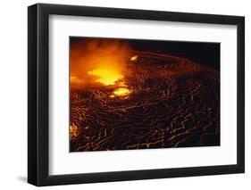 Night View of Boiling Lava from Volcanic Eruption-Bettmann-Framed Photographic Print