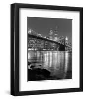 Night View of Brooklyn Bridge and Manhattan Skyline-Christopher Bliss-Framed Art Print