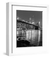 Night View of Brooklyn Bridge and Manhattan Skyline-Christopher Bliss-Framed Art Print