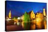 Night View of Bruges Town World Heritage Site of UNESCO-BlueOrange Studio-Stretched Canvas