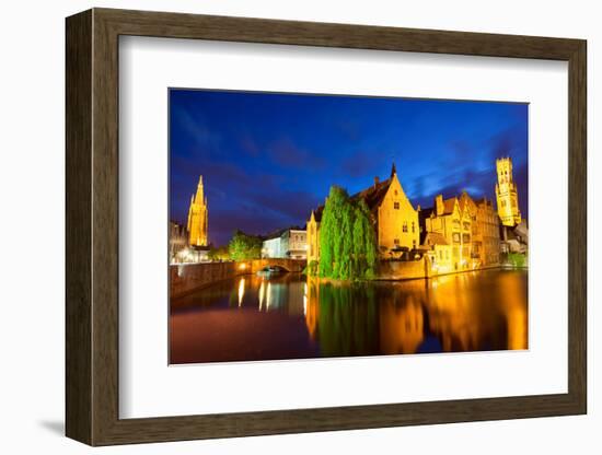 Night View of Bruges Town World Heritage Site of UNESCO-BlueOrange Studio-Framed Photographic Print