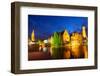 Night View of Bruges Town World Heritage Site of UNESCO-BlueOrange Studio-Framed Photographic Print