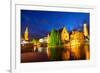 Night View of Bruges Town World Heritage Site of UNESCO-BlueOrange Studio-Framed Photographic Print