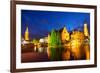 Night View of Bruges Town World Heritage Site of UNESCO-BlueOrange Studio-Framed Photographic Print