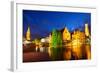 Night View of Bruges Town World Heritage Site of UNESCO-BlueOrange Studio-Framed Photographic Print