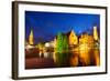 Night View of Bruges Town World Heritage Site of UNESCO-BlueOrange Studio-Framed Photographic Print