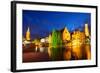 Night View of Bruges Town World Heritage Site of UNESCO-BlueOrange Studio-Framed Photographic Print