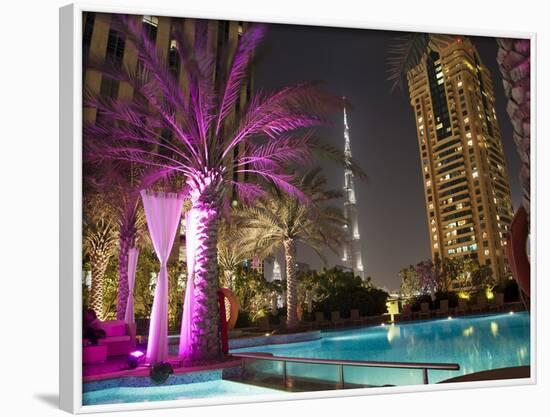 Night View of Burij Khalifa Tower, Dubai, United Arab Emirates, Middle East-Angelo Cavalli-Framed Photographic Print