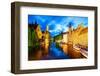 Night View of Canal in Bruges World Heritage Site of UNESCO-BlueOrange Studio-Framed Photographic Print