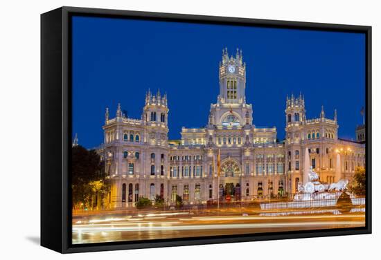 Night View of Cibeles Palace, Plaza De Cibeles, Madrid, Comunidad De Madrid, Spain-Stefano Politi Markovina-Framed Stretched Canvas