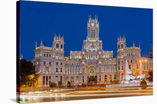 Night View of Cibeles Palace, Plaza De Cibeles, Madrid, Comunidad De Madrid, Spain-Stefano Politi Markovina-Stretched Canvas