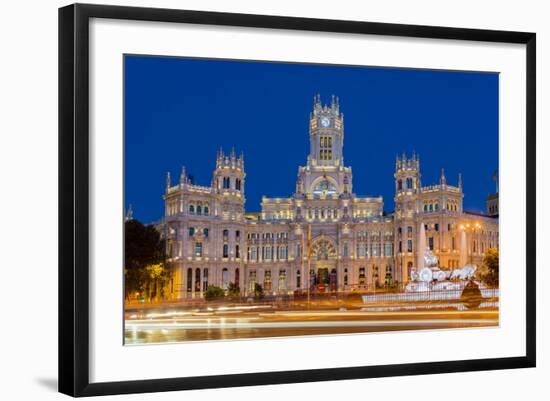 Night View of Cibeles Palace, Plaza De Cibeles, Madrid, Comunidad De Madrid, Spain-Stefano Politi Markovina-Framed Photographic Print