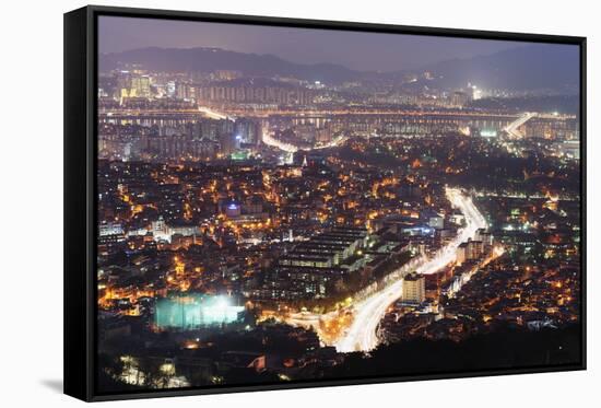 Night View of City, Seoul, South Korea, Asia-Christian-Framed Stretched Canvas