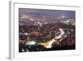 Night View of City, Seoul, South Korea, Asia-Christian-Framed Photographic Print