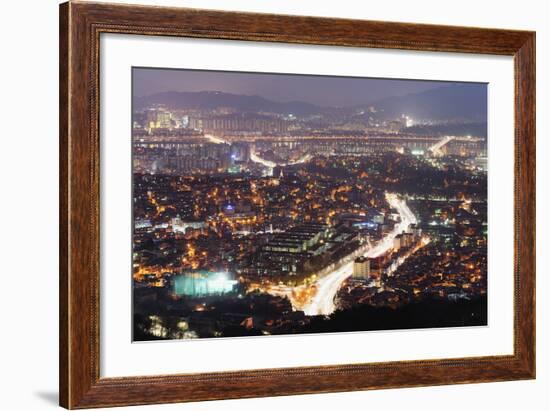 Night View of City, Seoul, South Korea, Asia-Christian-Framed Photographic Print