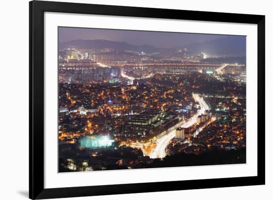 Night View of City, Seoul, South Korea, Asia-Christian-Framed Photographic Print