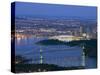 Night View of City Skyline and Lions Gate Bridge, from Cypress Provincial Park, Vancouver-Christian Kober-Stretched Canvas