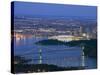 Night View of City Skyline and Lions Gate Bridge, from Cypress Provincial Park, Vancouver-Christian Kober-Stretched Canvas