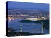 Night View of City Skyline and Lions Gate Bridge, from Cypress Provincial Park, Vancouver-Christian Kober-Stretched Canvas