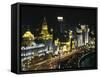 Night View of Colonial Buildings on the Bund, Shanghai, China-Keren Su-Framed Stretched Canvas