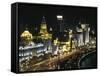 Night View of Colonial Buildings on the Bund, Shanghai, China-Keren Su-Framed Stretched Canvas