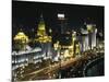 Night View of Colonial Buildings on the Bund, Shanghai, China-Keren Su-Mounted Photographic Print