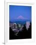 Night View of Downtown and Mt Hood, Portland, Oregon, USA-Janis Miglavs-Framed Photographic Print